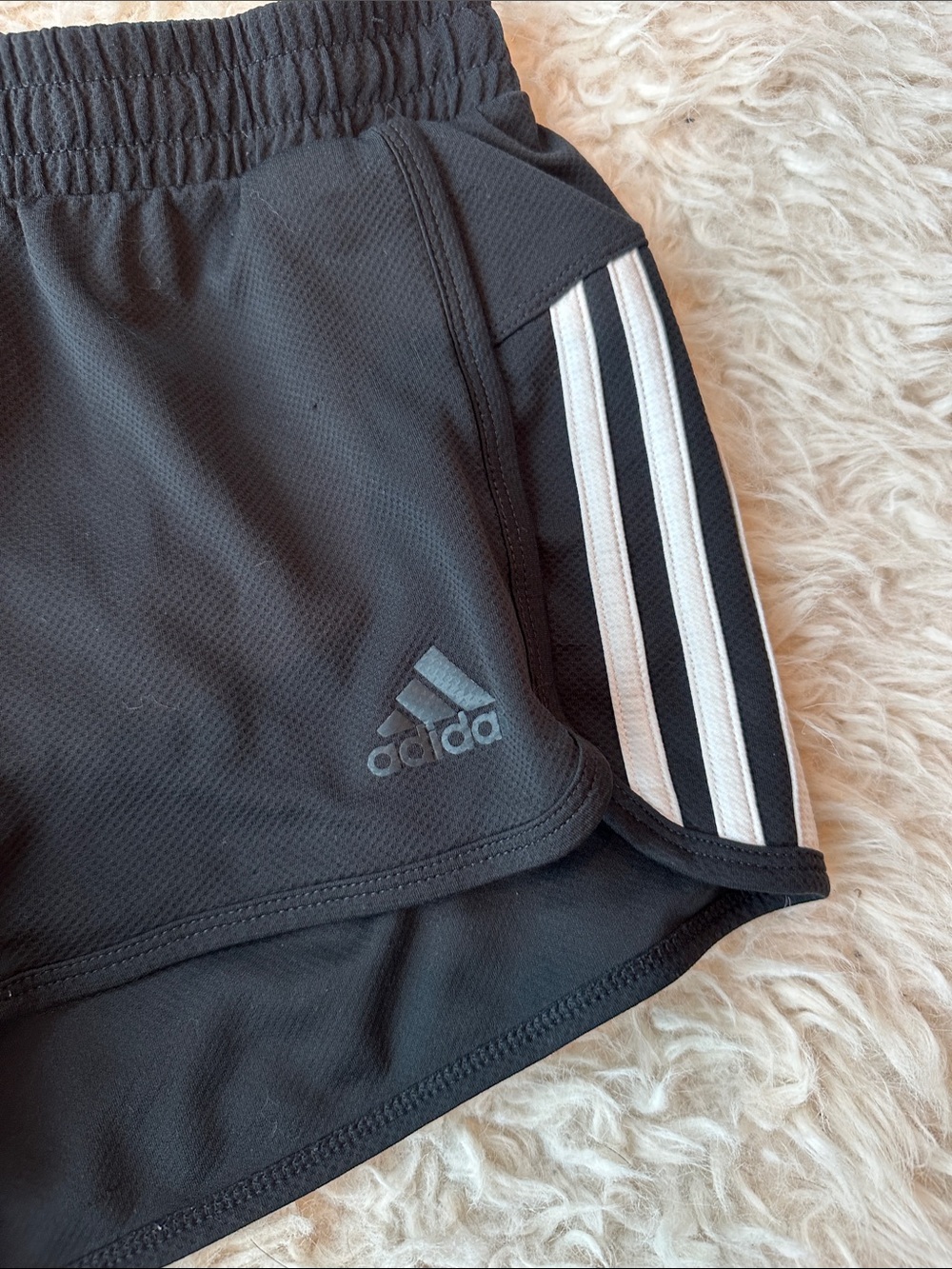 adidas Black Athletic Shorts with White Stripe Accents - Picture 6 of 6
